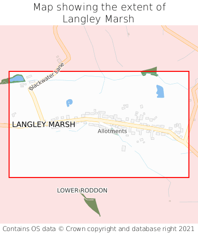 Map showing extent of Langley Marsh as bounding box