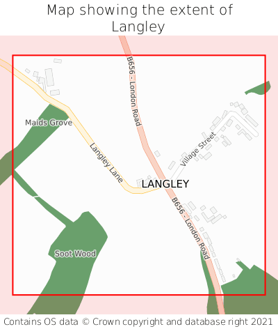 Map showing extent of Langley as bounding box