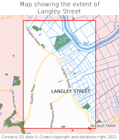 Map showing extent of Langley Street as bounding box