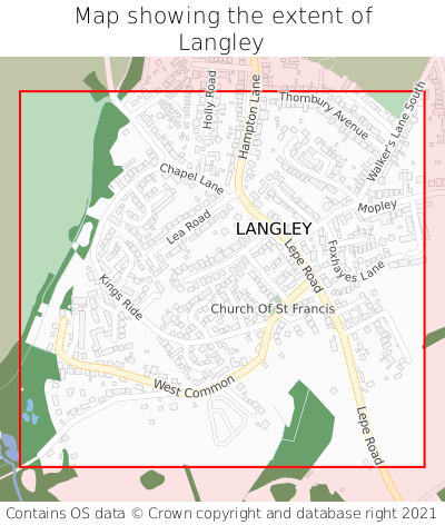 Map showing extent of Langley as bounding box