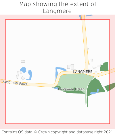 Map showing extent of Langmere as bounding box