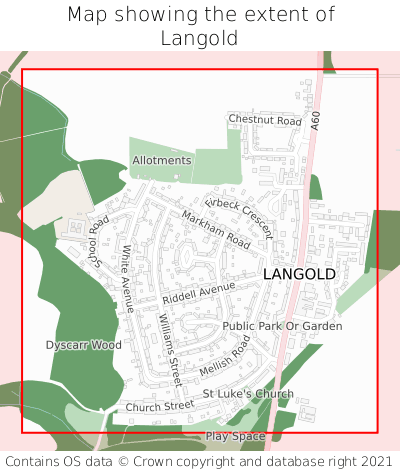 Map showing extent of Langold as bounding box