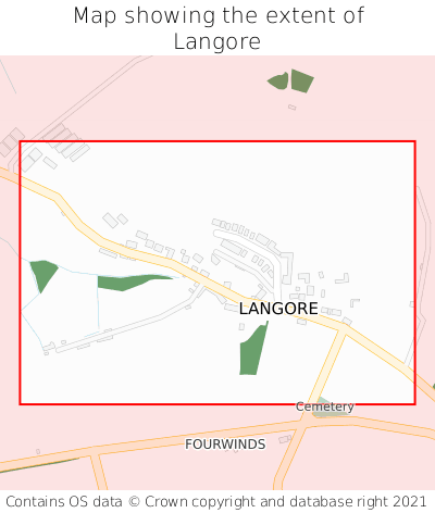 Map showing extent of Langore as bounding box