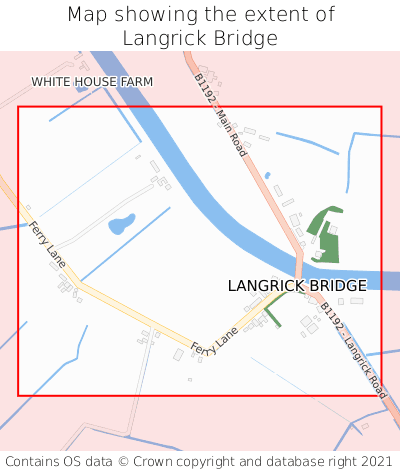 Map showing extent of Langrick Bridge as bounding box