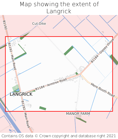 Map showing extent of Langrick as bounding box