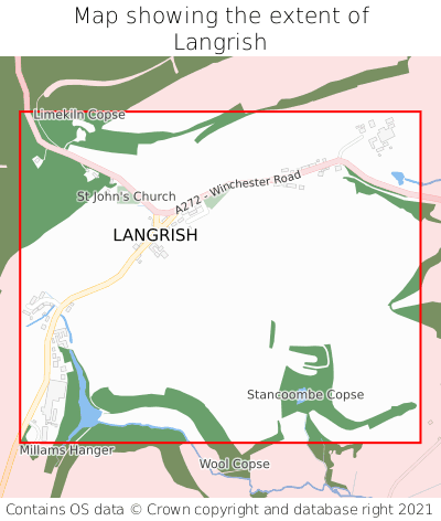 Map showing extent of Langrish as bounding box