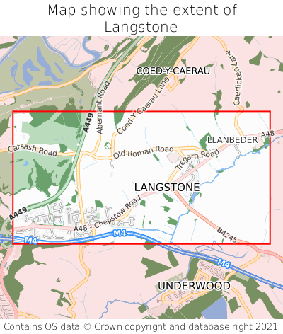 Map showing extent of Langstone as bounding box