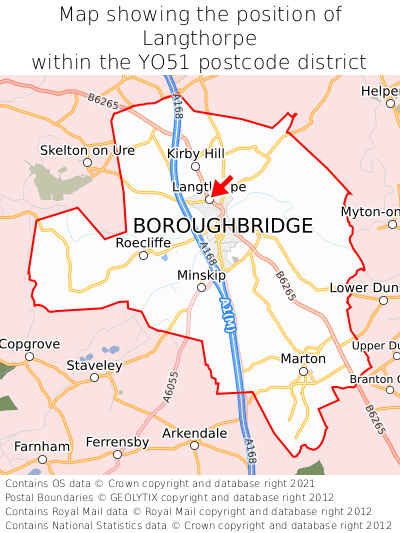 Map showing location of Langthorpe within YO51
