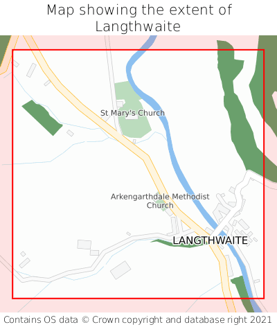 Map showing extent of Langthwaite as bounding box