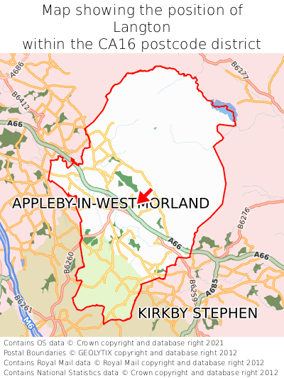 Map showing location of Langton within CA16