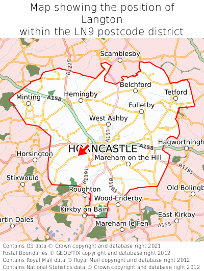 Map showing location of Langton within LN9