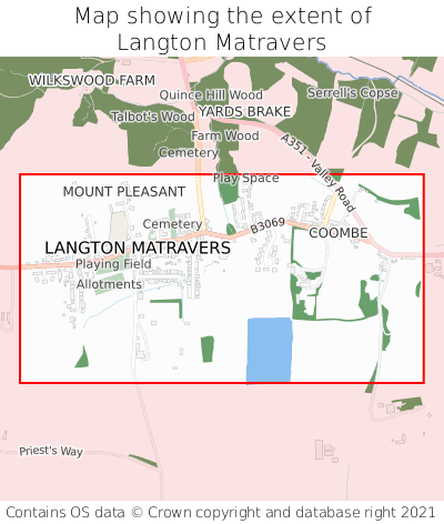 Map showing extent of Langton Matravers as bounding box
