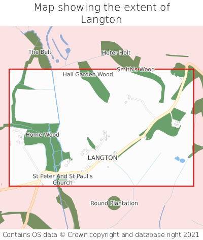 Map showing extent of Langton as bounding box