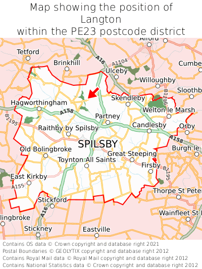 Map showing location of Langton within PE23