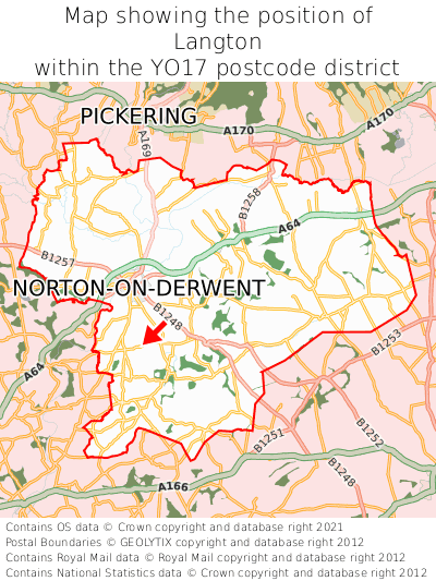 Map showing location of Langton within YO17
