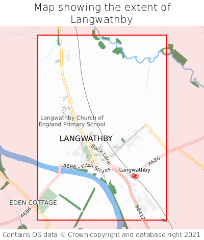 Map showing extent of Langwathby as bounding box