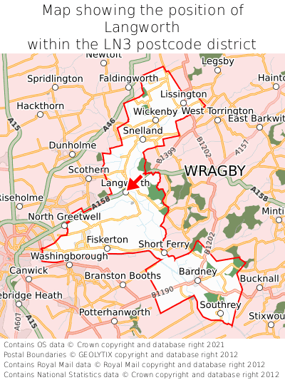 Map showing location of Langworth within LN3