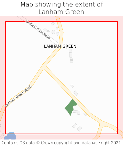 Map showing extent of Lanham Green as bounding box