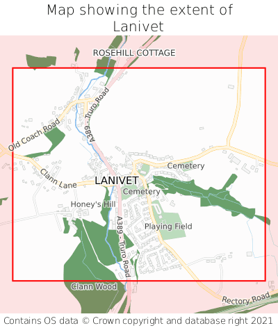 Map showing extent of Lanivet as bounding box