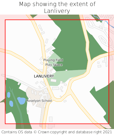 Map showing extent of Lanlivery as bounding box