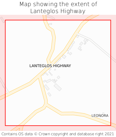 Map showing extent of Lanteglos Highway as bounding box