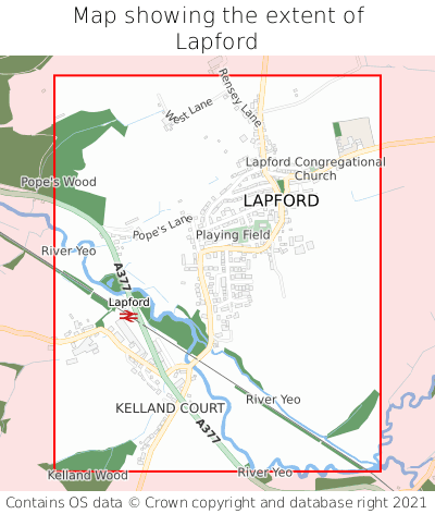 Map showing extent of Lapford as bounding box