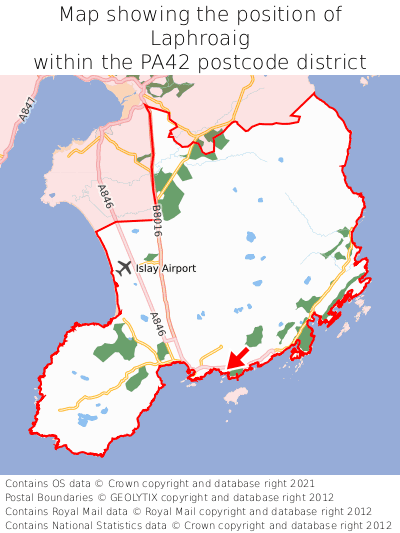 Map showing location of Laphroaig within PA42