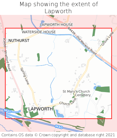 Map showing extent of Lapworth as bounding box