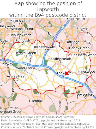 Map showing location of Lapworth within B94