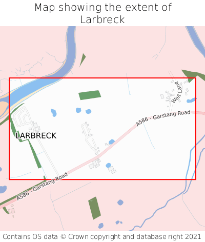 Map showing extent of Larbreck as bounding box