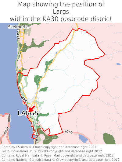 Map showing location of Largs within KA30