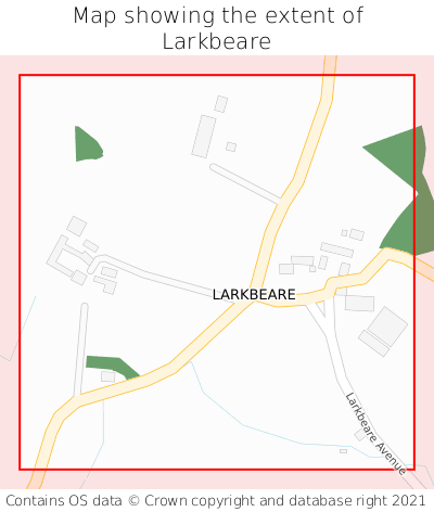 Map showing extent of Larkbeare as bounding box