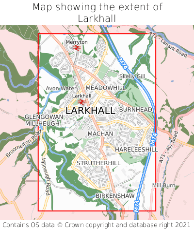 Map showing extent of Larkhall as bounding box