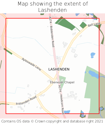 Map showing extent of Lashenden as bounding box