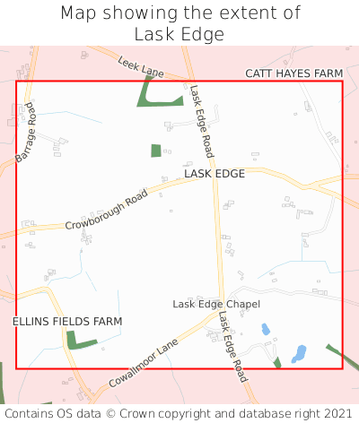 Map showing extent of Lask Edge as bounding box
