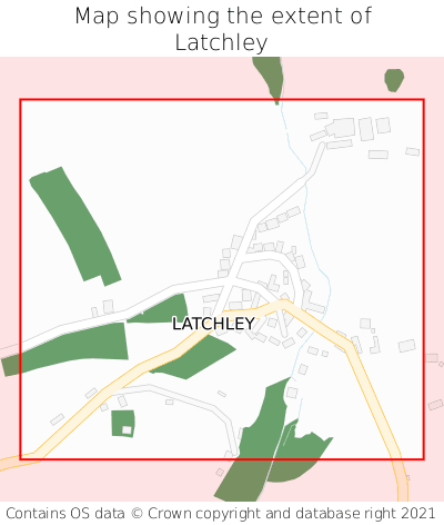 Map showing extent of Latchley as bounding box