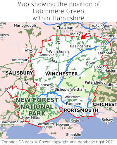 Map showing location of Latchmere Green within Hampshire