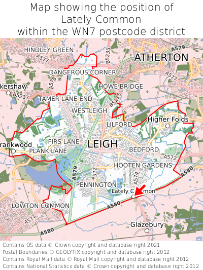 Map showing location of Lately Common within WN7