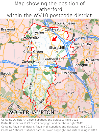 Map showing location of Latherford within WV10