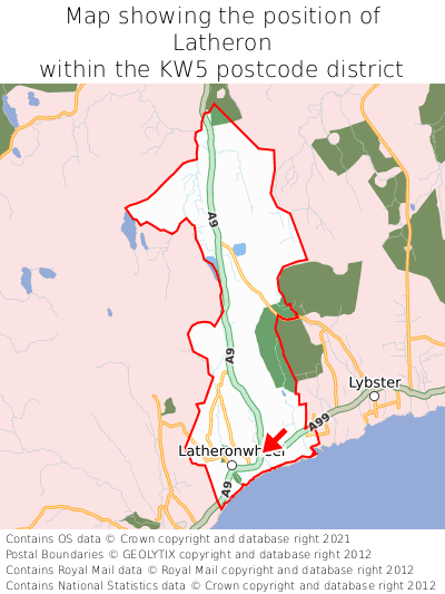 Map showing location of Latheron within KW5