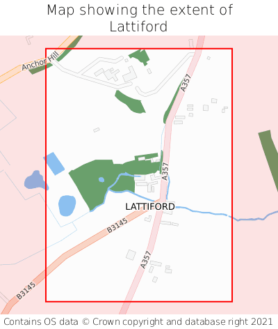 Map showing extent of Lattiford as bounding box