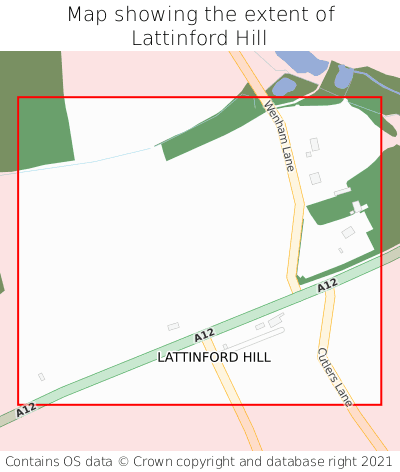 Map showing extent of Lattinford Hill as bounding box
