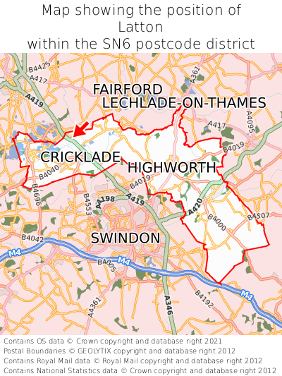 Map showing location of Latton within SN6