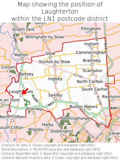 Map showing location of Laughterton within LN1