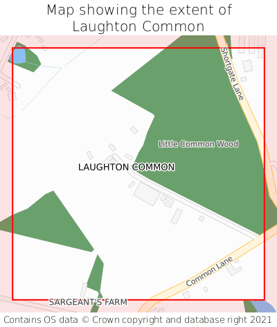 Map showing extent of Laughton Common as bounding box