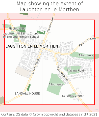 Map showing extent of Laughton en le Morthen as bounding box