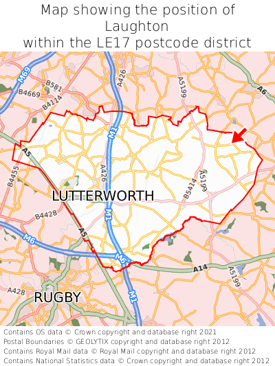 Map showing location of Laughton within LE17