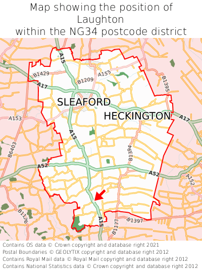 Map showing location of Laughton within NG34
