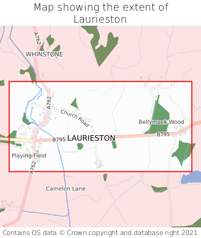 Map showing extent of Laurieston as bounding box