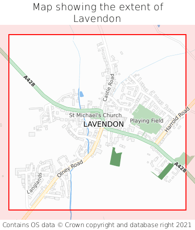 Map showing extent of Lavendon as bounding box
